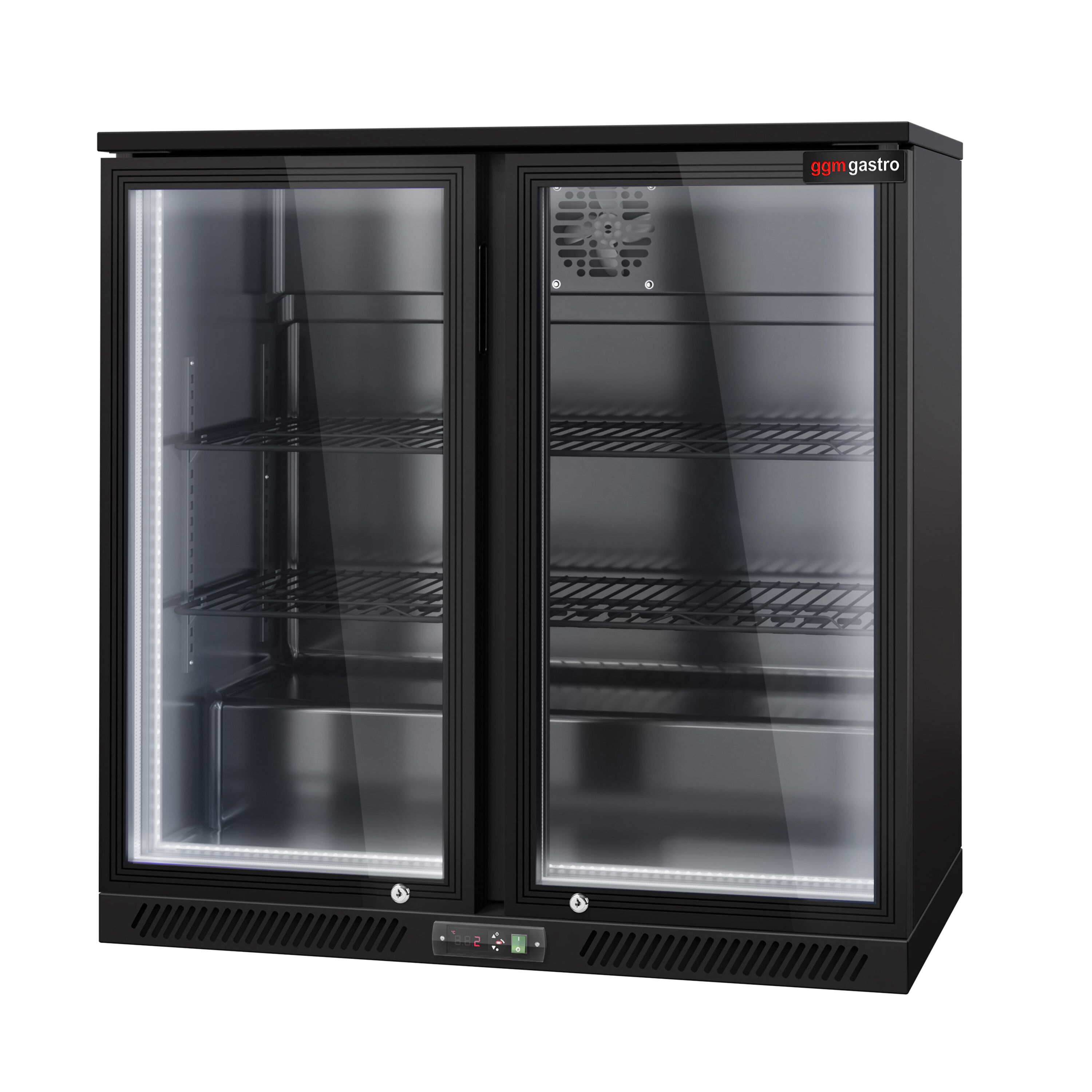 Réfrigérateur de bar – 900 mm – 220 litres – avec 2 portes vitrées battantes – Extérieur & intérieur Noir