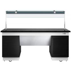 Banco buffet refrigerato DUBLINO - 2000mm - con piano refrigerato - su ruote - Nero - Self Service