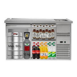 Pivski štand Premium PLUS - 1550x700 mm - 1 staklena vrata & 2 ladice 