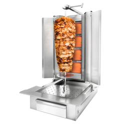 Asador para Kebab/Gyros de gas - 4 quemadores - máx. 60 kg - incluye guardabarros y puertas batientes
