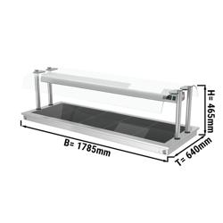 Inbouw warmhoudplaat RVS - 1785mm - 5x GN 1/1 - 2,25 kW - met glazen oppervlak - met glazen hoestscherm