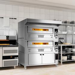 Commercial Gas Pizza Ovens Twin Pack – 9x Ø33 cm/chamber - Manual - 370°C - Hood & 6-tray proofer - 40 kW - Ventilation required