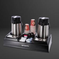 Coffee station – 2 airpots - Ø 190 mm max - 5-compartment organizer - drip trays included