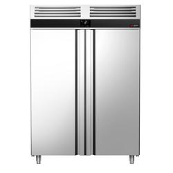 Koelkast RVS PREMIUM - GN 2/1 - 1400mm - 1400liter - tot -2°C tot +8°C - met 2 deuren - geforceerde koeling, LED‑verlichting & legroosters