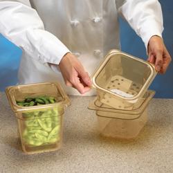 (6 pezzi) CAMBRO | H-PAN™ - Contenitori GN 1/6 resistenti al calore - Ambra - Altezza: 100 mm