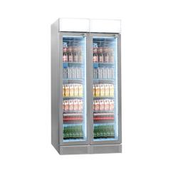 (2 pieces) Commercial Beverage Display Fridge PREMIUM - Frameless - 290 L (Combined) - 2 Glass Doors & Advertising Display