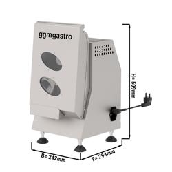 Affilacoltelli Professionale per kebab - Automatico - Acciaio inox - 242x294x509mm - con interruttore di emergenza - lame Ø70-200mm