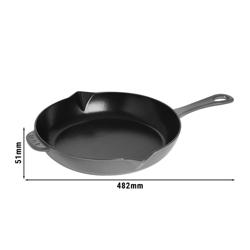 STAUB| Round Enameled Cast Iron Skillet Frying Pan with Pour Spouts – Ø 26 cm - Graphite Grey