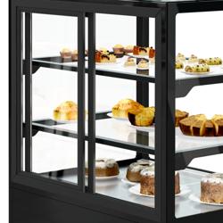 Tårtdisk - 1,0 m - 2 hyllplan - Spegelfront - Vinkel (LED)