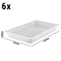 (6 pièces) CAMBRO | Bac GN 1/1 en polypropylène – translucide – Hauteur : 100 mm