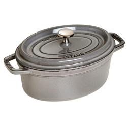 STAUB | Cocotte Oval Enamelled Cast Iron Casserole Dish – 230 mm Oval – Graphite Grey