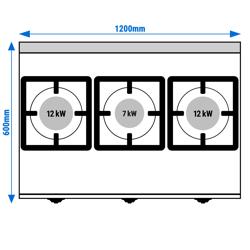 Fornello a gas - 31 kW - 3 bruciatori 