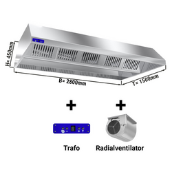 Ventilationskåpa Tak 2,8 m - motor, styrenhet, filter och lampa