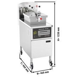 Friggitrice a pressione elettrica professionale su mobile - 24L - 13,5kW - controllo elettronico della temperatura - con filtrazione olio integrata