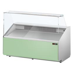 Csemegepult - 1568x979 mm - 324 liter - statikus - egyenes frontüveges - hellzöld