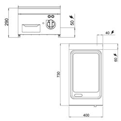 Plancha électrique - plaque acier - 4,8 kW - Lisse - Surface de cuisson : 400x730mm