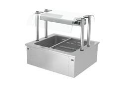 Modulo baño maría para encastrar - 0,8m - 2x GN 1/1  con protección del vidrio