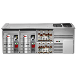 Pivski štand Premium PLUS - 2500x700 mm - 2 staklena vrata & 2 ladice 