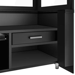 Assador vitrocerâmico - 1110x880x2100mm - Aço inoxidável AISI 304 & bancada de granito & Preto mate & frente em madeirado - com iluminação LED interior e exterior & cantos internos arredondados & vidro de proteção térmica