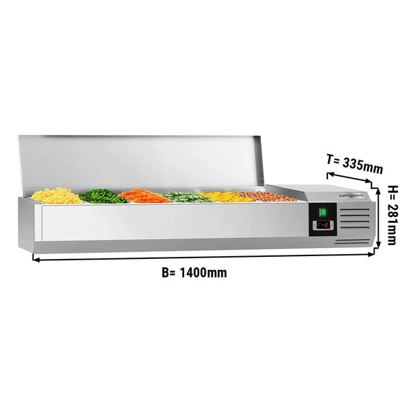Witryna chłodnicza nadstawna PREMIUM - 1400x335mm - 6x GN 1/4