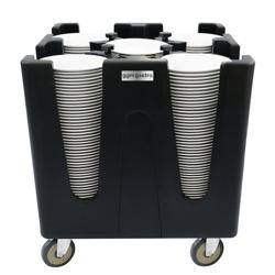 Bordenstapelwagen - verrijdbaar - onverwarmd - voor Ø180-325mm borden - 720x720x815mm - met 4 verstelbare scheidingswanden - 180-400 borden - zwart granieten werkblad