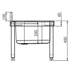 Lavatoio - Acciaio inox - con 1 vasca, Alzatina
