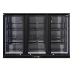 Barkoelkast - 1350mm - 320 Liter - met 3 glazen klapdeuren - zwart