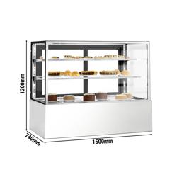 Gebaksvitrine - 598 liter - 1500mm - Dubbele beglazing - hoekig - met 2 glazen planken - schuifdeuren achter