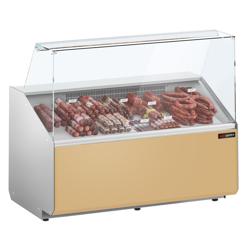 Banco gastronomia professionale - 1256x979mm - 262 L - Vetro dritto - Pannello frontale Beige