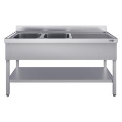 Yıkama Tezgahı ECO - 1600x700mm - Alt raflı & 2 sol evyeli
