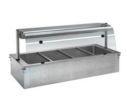 Bain-marie incorporabil – 2,1 m – 6x GN 1/1 – cu protecție din sticlă împotriva stropirii