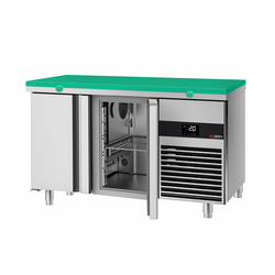 Koelwerkbank PREMIUM - 1400x700mm - met 2 deuren - incl. snijplank groen