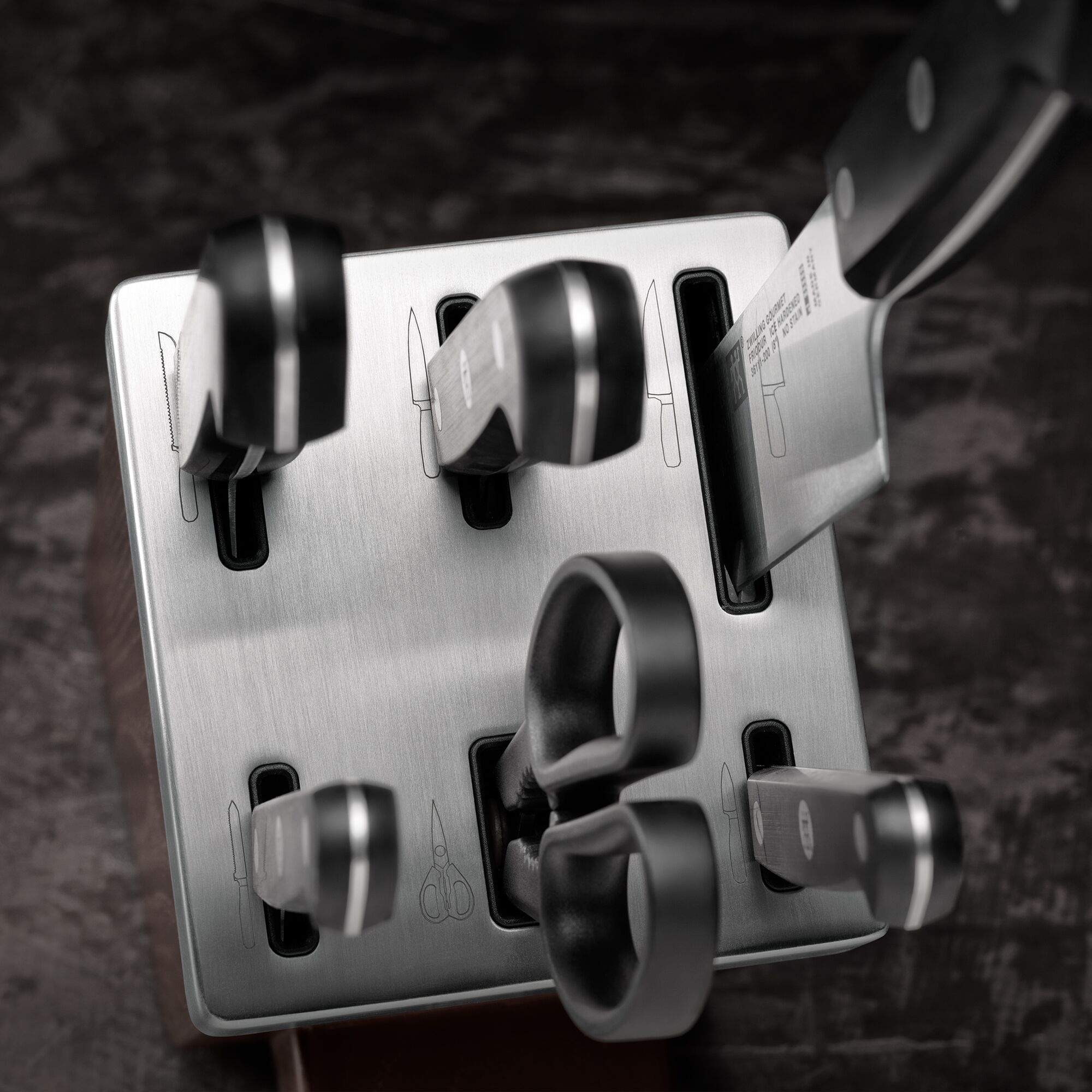 ZWILLING | GOURMET SharpBlock - Bloc de couteaux auto-affûtant - 7 pièces - Marron