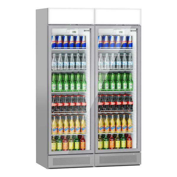 (2 stuks) Drankenkoelkast - 690 liter - Frameloos ontwerp - met 2 glazen deuren & Reclamedisplay