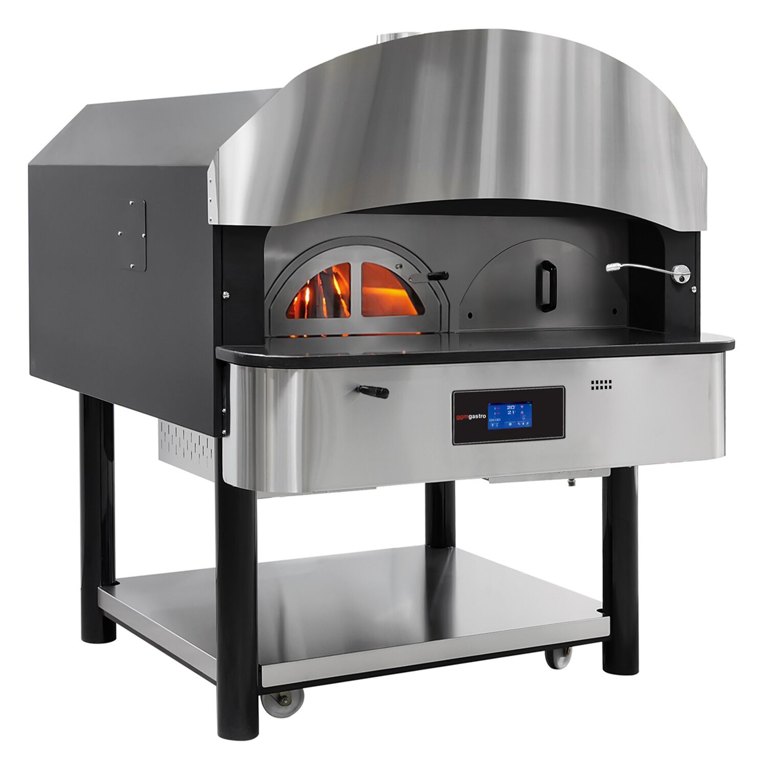 Four à pizza à gaz - 6 x 30 cm - Touch - rotatif - avec réservoir à bois