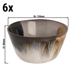 (6 pcs) Dessert Bowl - AQUAREL - Stoneware - Ø 150mm - Beige/Blue