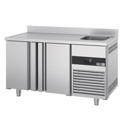 طاولة مبردة ببابين وحوض PREMIUM - 1430x700mm - 270 لتر - مع 1 حوض - مع 2 باب - حاجز خلفي