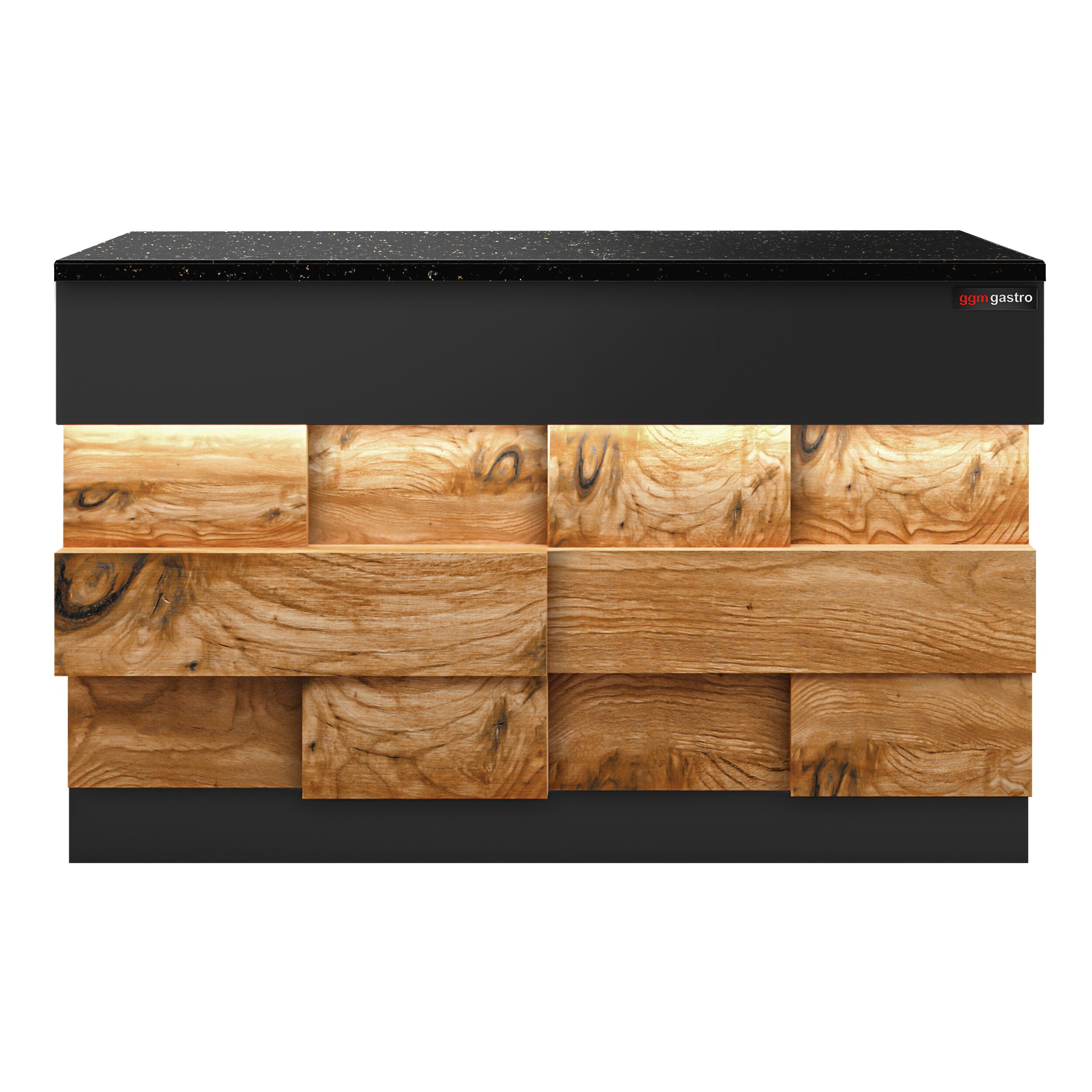 Table de caisse TORONTO – 1150 mm – façade en bois – plan de travail en granit Noir