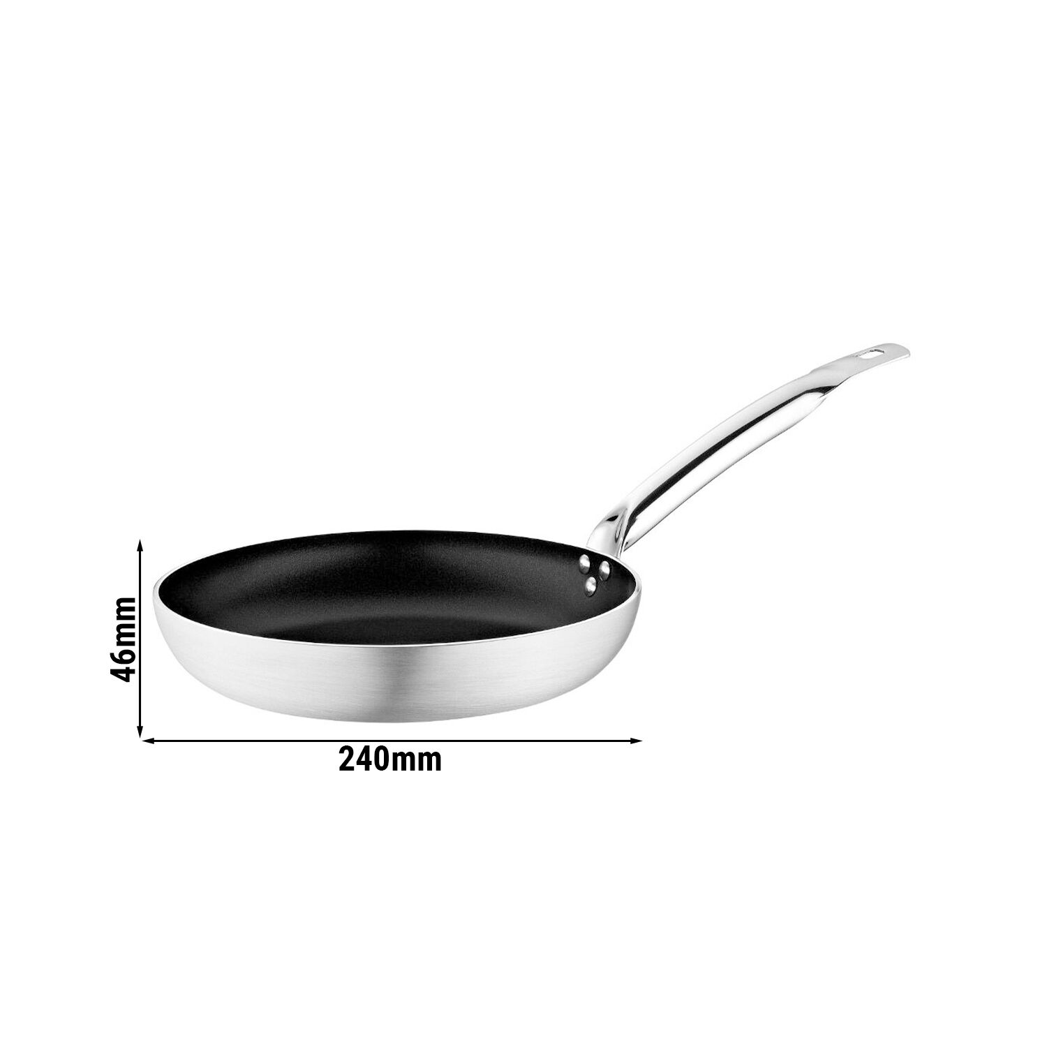 Poêle à frire professionnelle - Fonte d’aluminium - Ø 240mm - Hauteur: 46mm - revêtement antiadhésif - gaz/électrique/vitrocéramique