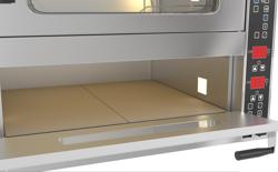 Four à convection - Commandes mécaniques - 4 niveaux 600x400mm & Four à pizza - 7x Ø 25cm - Acier inoxydable - avec injection d’eau manuelle - 1 chambres de cuisson