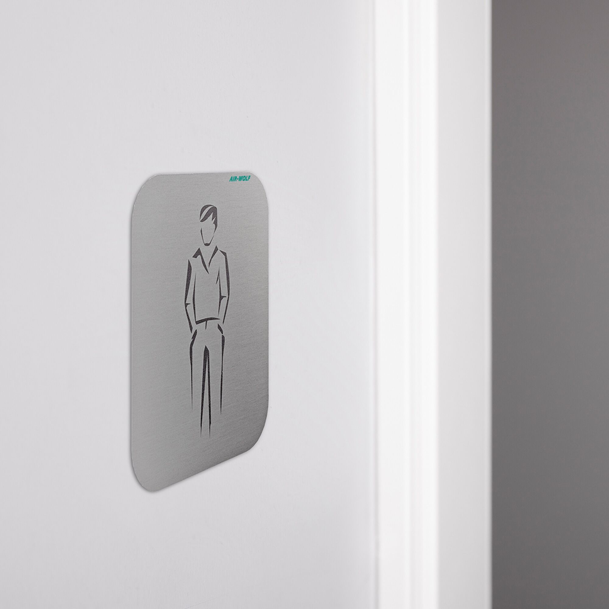 AIR-WOLF | Plaque de porte "Hommes" - autocollante -  inox 