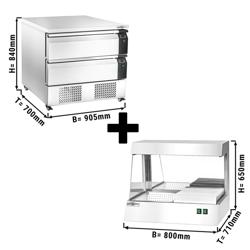 Commercial Undercounter Fridge Freezer - 905mm - 2 Drawer - 2x GN 1/1 - incl. Chip Scuttle