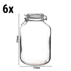 (6 unid) Frasco hermético em vidro Bormioli Rocco - Fido - 5l - com tampa hermética de clip