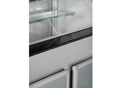 Koeltoonbank Service Line - 1000x880mm - kleur bruin - met 2 legroosters - opstand - granieten werkblad