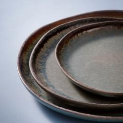 (6 pcs) DAVIDE - Assiette - Grès - Ø170mm - Brun