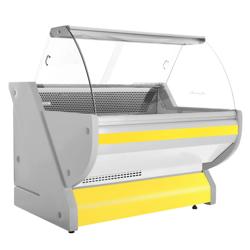 Koeltoonbank - 1325x1150mm - 260 liter - kleur geel - gebogen ruit