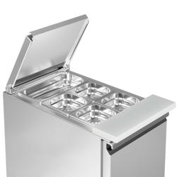 Stół Sałatkowy PREMIUM - 450 mm - Wlot na pojemniki GN - 1 drzwi	