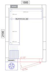 Conjunto de estantes em alumínio anodizado - forma em L - profundidade: 360mm - capacidade de carga: 600kg