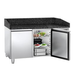 Balcão de pizza refrigerado PREMIUM - 1500x800mm - com tampo em granito - com 2 portas