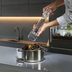 (12 pieces) PEUGEOT | NANCY Salt & Pepper Mill Set – Acrylic - 18 cm - Steel Salt & 2-Stage SS Pepper